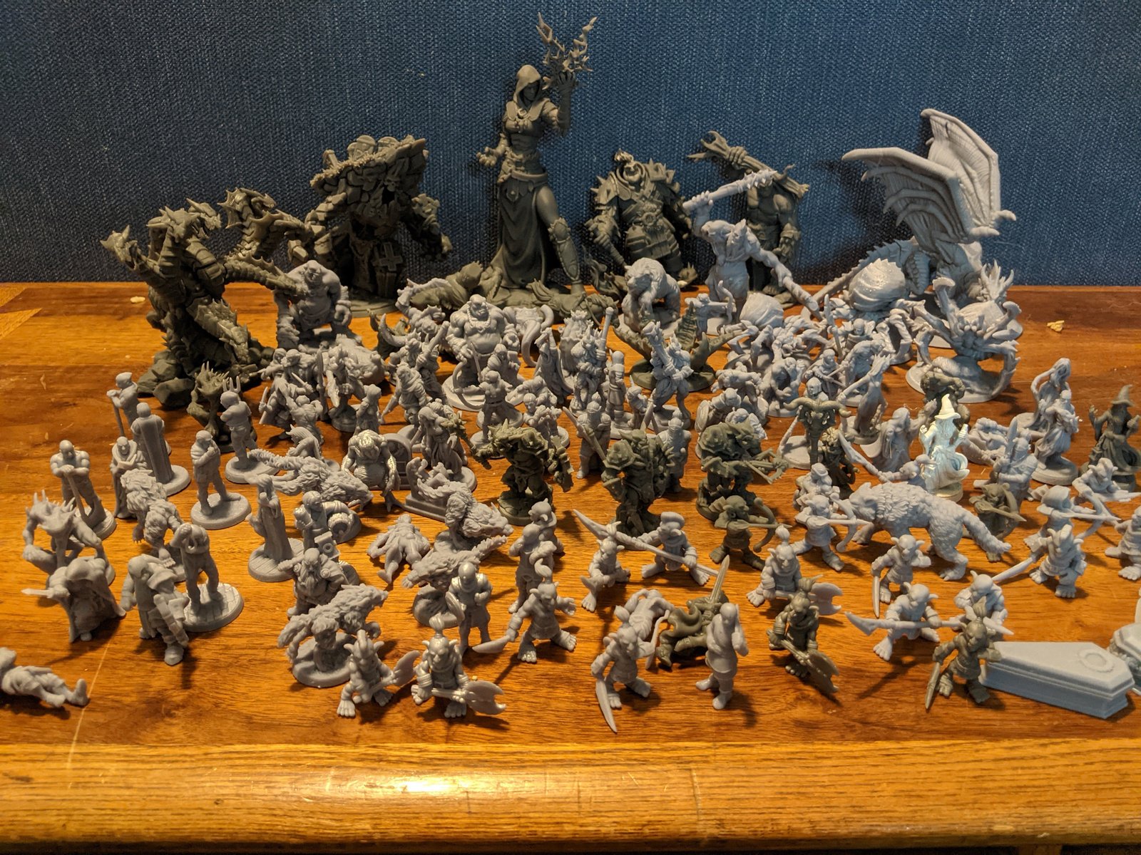 Group Image of all Miniatures printed so far for the Lost Adventures Volume 1 Kickstarter project.