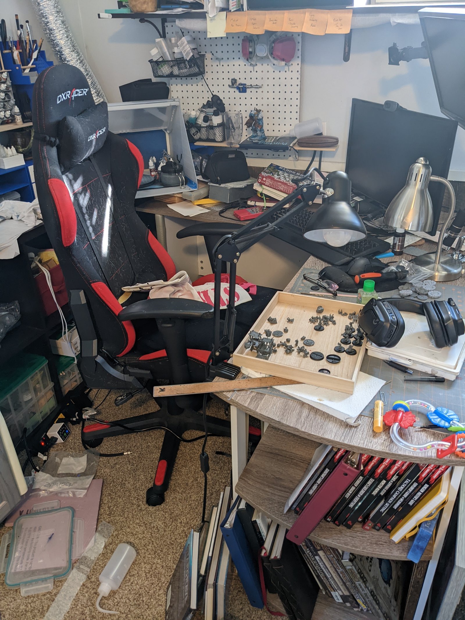 View of my hobby space and desk as of the time of writing this article